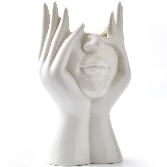 Arvella Keramikvase mit Gesichtsdesign für Dekoration und vielseitige Nutzung