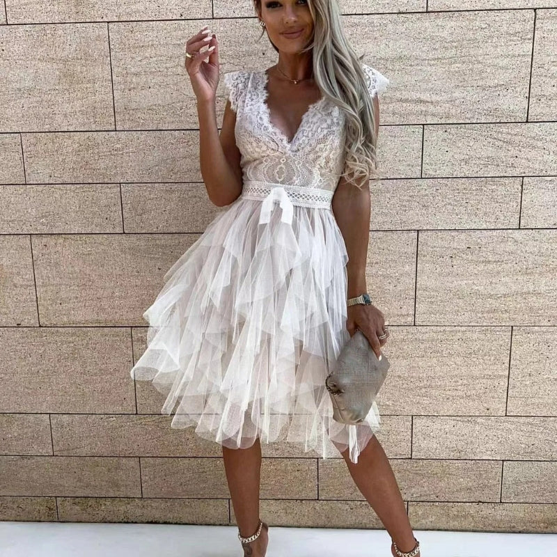 Avenelle Ärmelloses Damenkleid mit V-Ausschnitt und Rückenschleife - Image 2