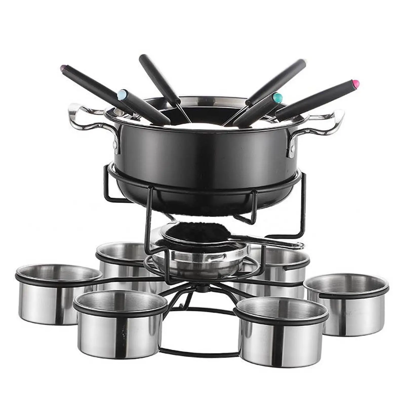 Culvion Fondue-Set – Edelstahl-Schmelztopf mit Teelichtbetrieb - Image 3