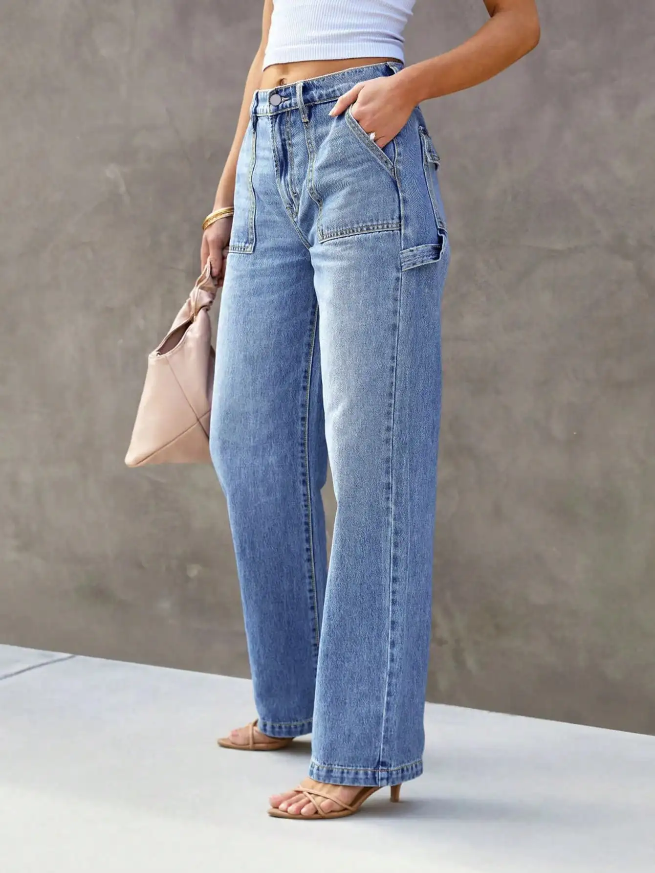 Delmira Straight Leg Jeans Mid Waist - Image 3