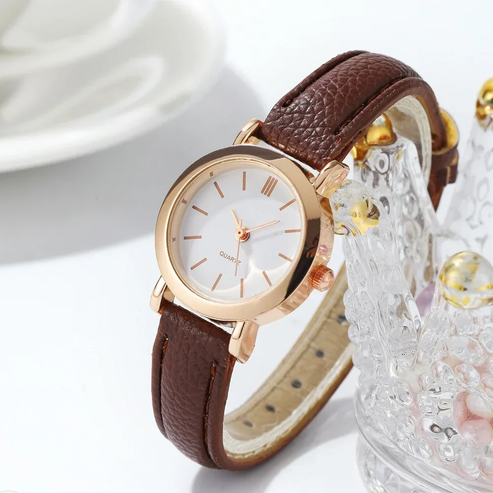 Elvara Damen Armbanduhr mit rundem Zifferblatt und Lederarmband - Image 3