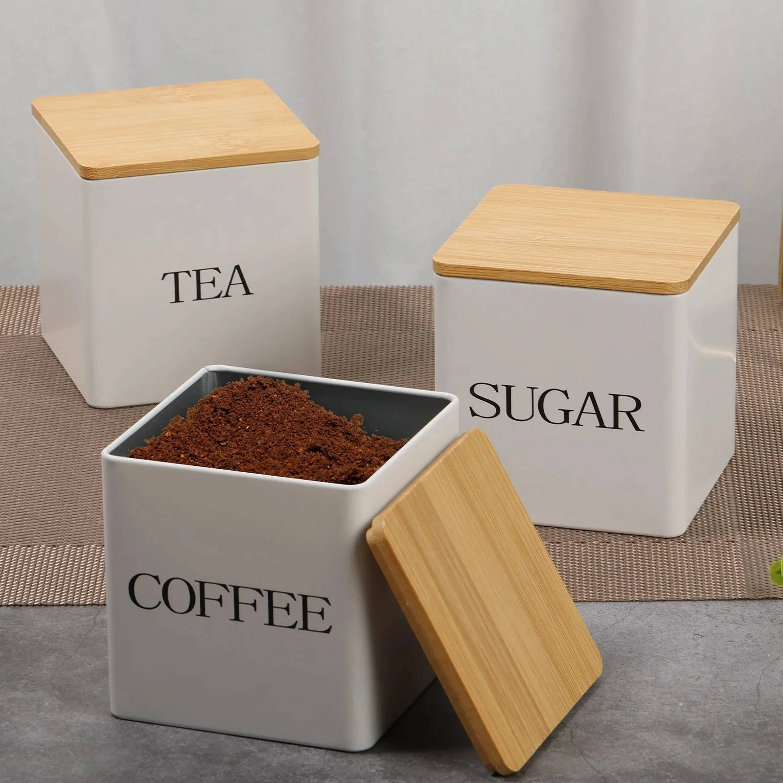 Ferrova Vorratsdosen aus Eisen 3er-Set – Stilvolle Aufbewahrung für Kaffee, Tee und Zucker - Image 5