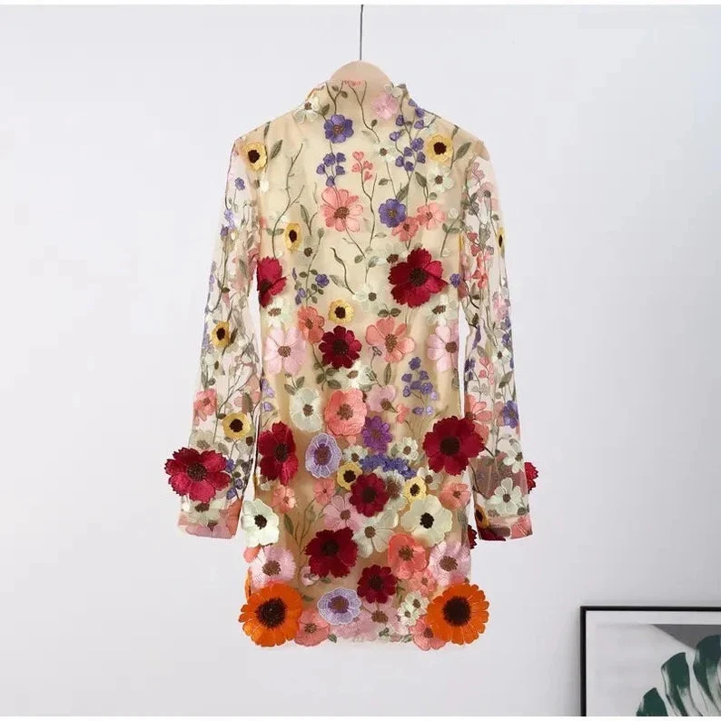 Florvella Kleid – Damen Kleid mit Stehkragen, langen Ärmeln und floralem Muster - Image 10