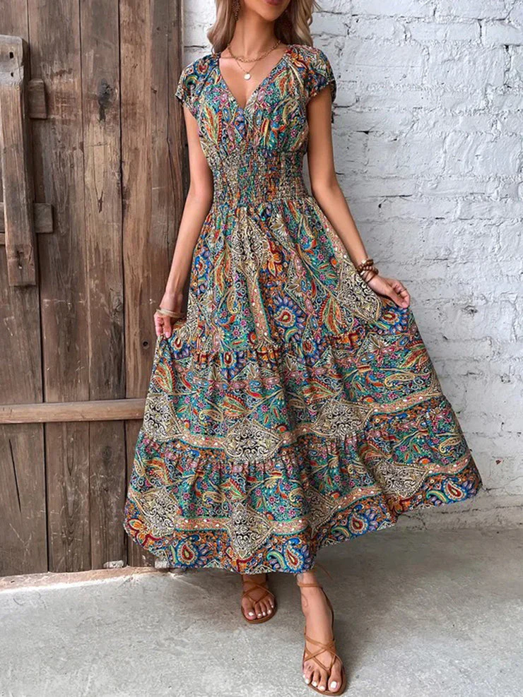 Florvella Maxikleid mit Paisley Muster und V-Ausschnitt in lockerer Passform - Image 3