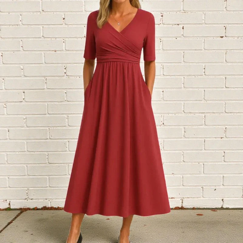 Norvella Kleid – Damen Kleid mit V-Ausschnitt, kurzen Ärmeln und Polyester - Image 7