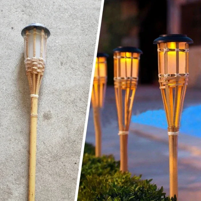 Solar-Gartenfackeln mit Flammenlichteffekt im 5er-Set für den Außenbereich - Image 2