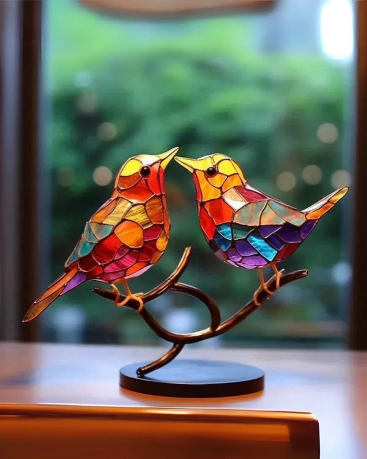 Tischlampe aus Buntglas in Vogelform - Image 4