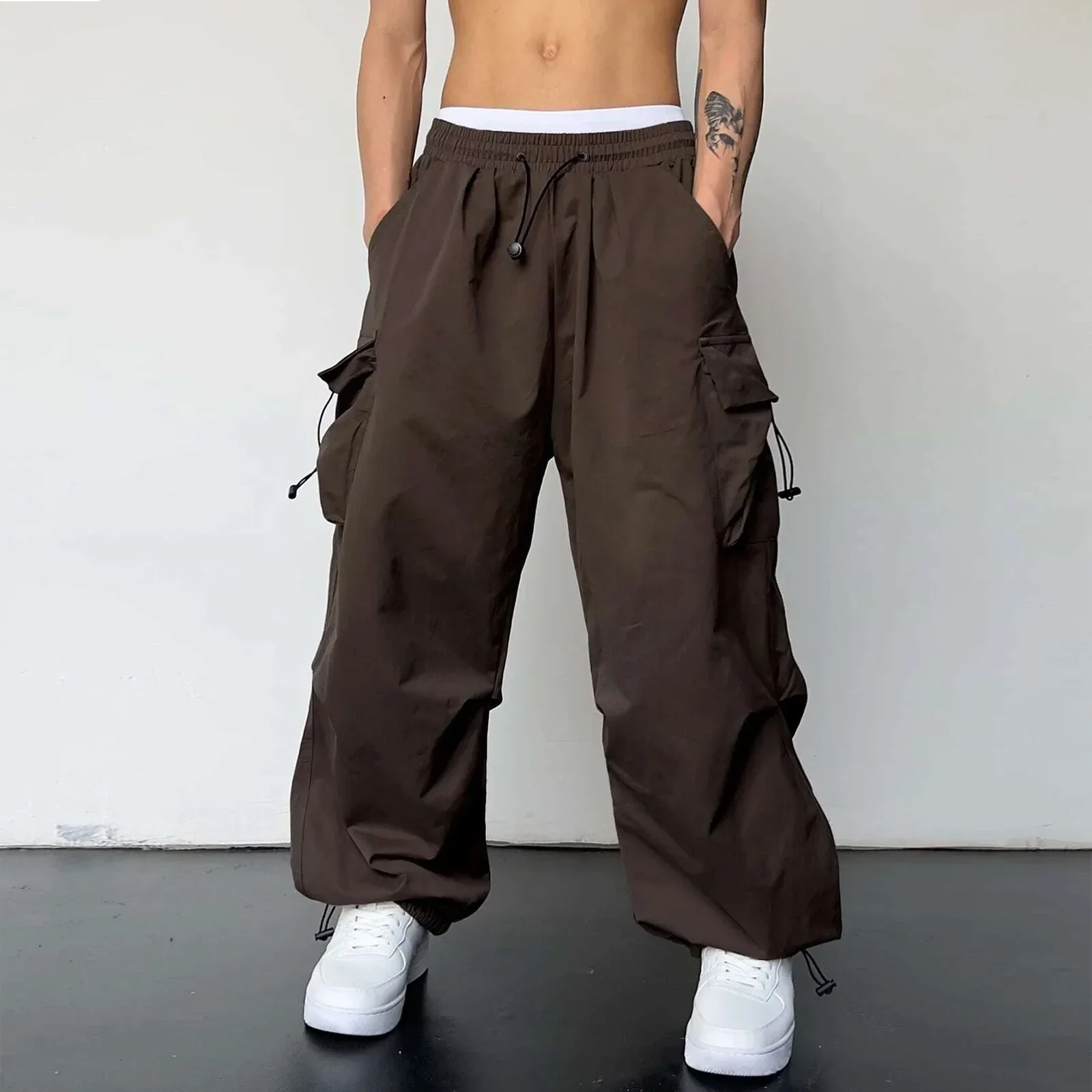 Varento Cargo Hose mit geradem Schnitt und Kordelzug – Freizeit Hose mit Taschen - Image 10