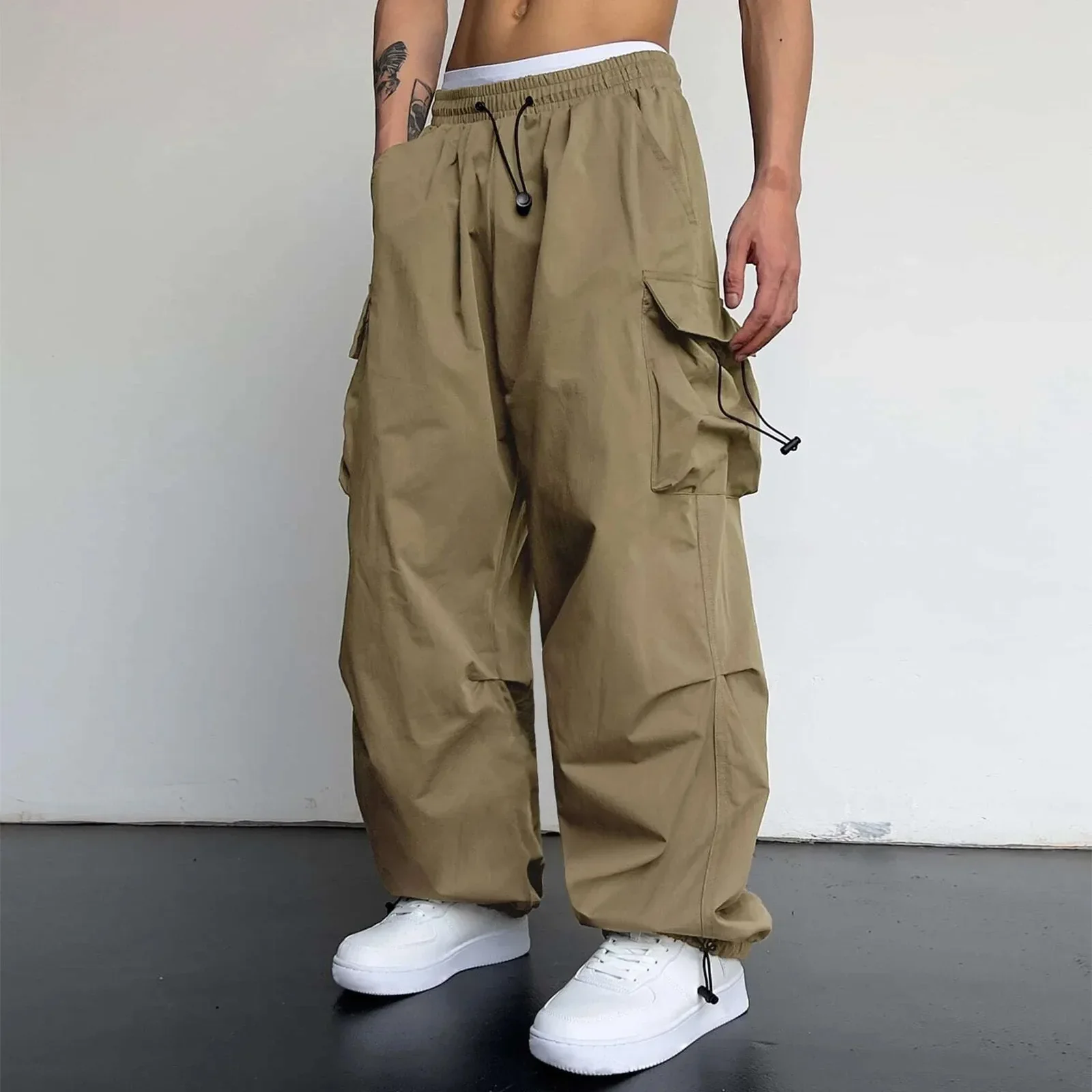 Varento Cargo Hose mit geradem Schnitt und Kordelzug – Freizeit Hose mit Taschen - Image 6