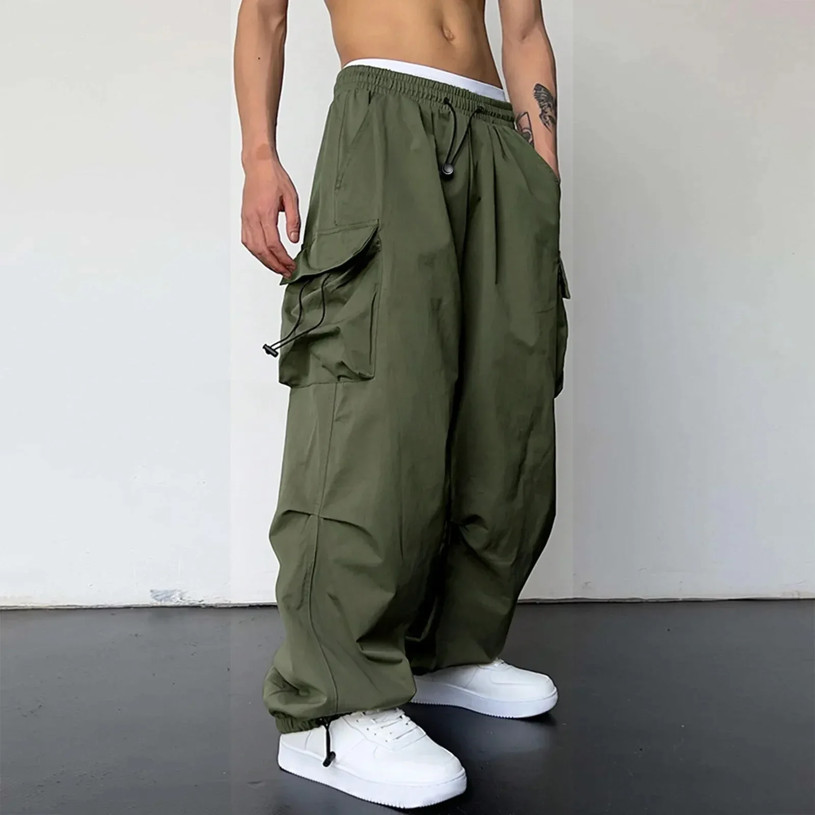 Varento Cargo Hose mit geradem Schnitt und Kordelzug – Freizeit Hose mit Taschen - Image 7