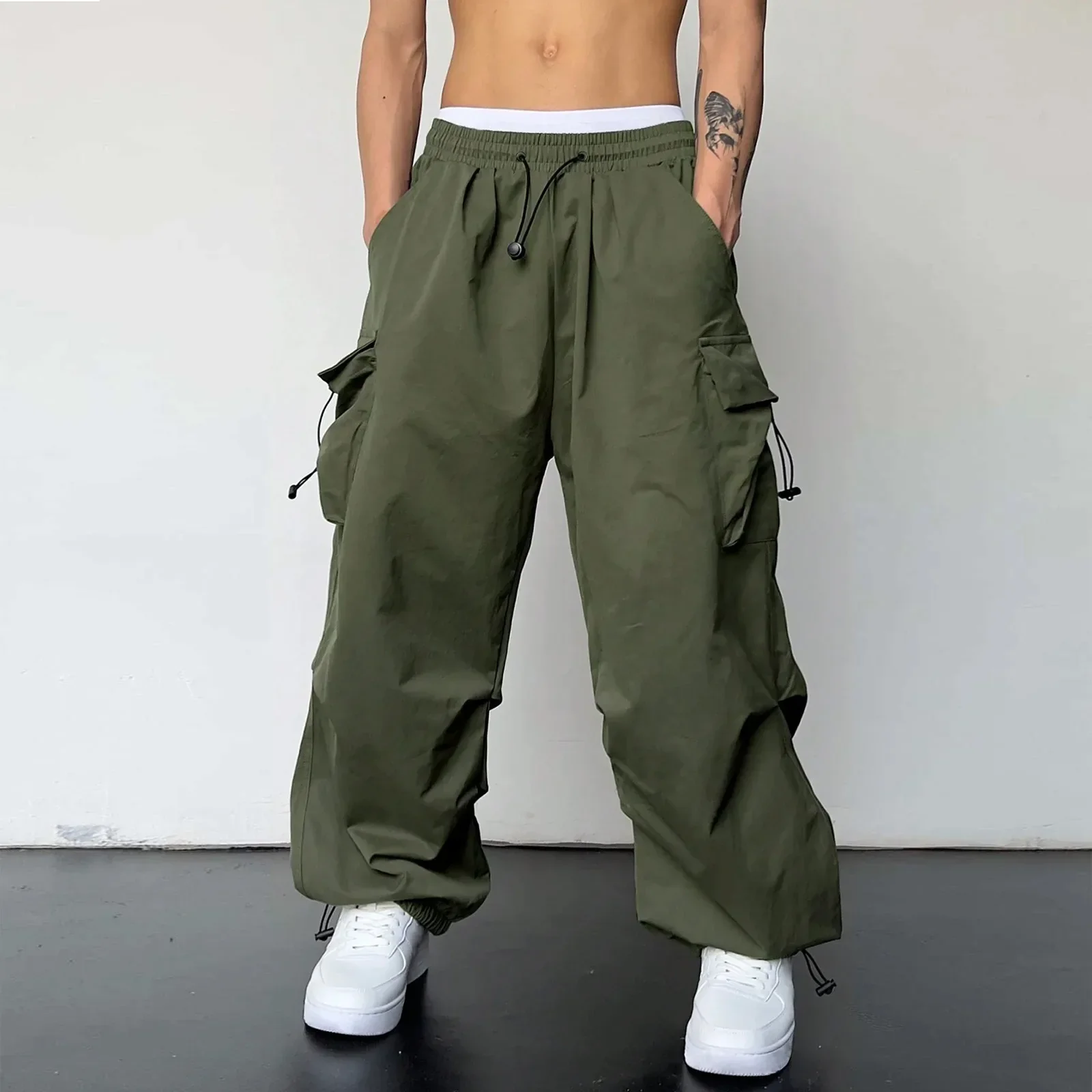 Varento Cargo Hose mit geradem Schnitt und Kordelzug – Freizeit Hose mit Taschen - Image 8