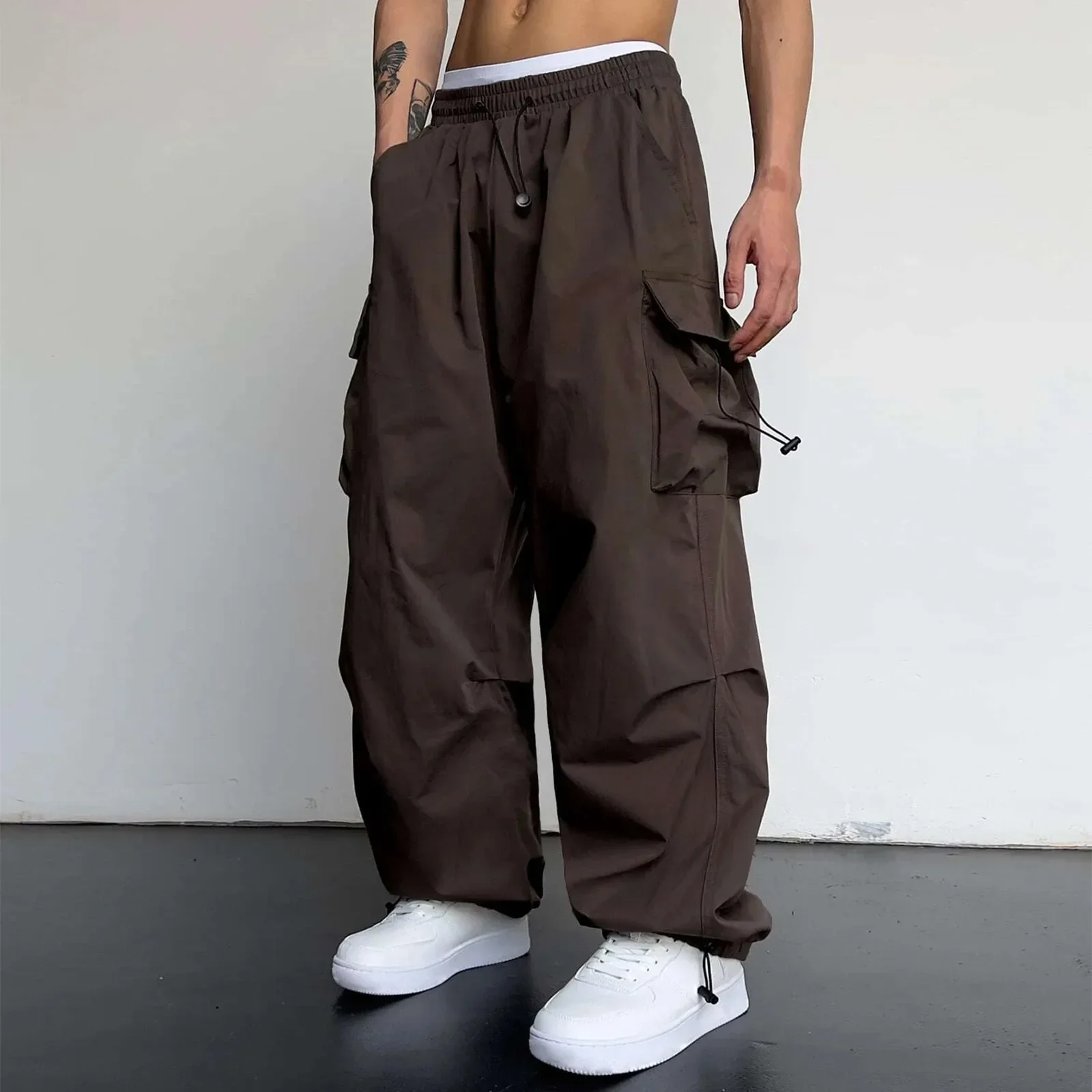 Varento Cargo Hose mit geradem Schnitt und Kordelzug – Freizeit Hose mit Taschen - Image 9