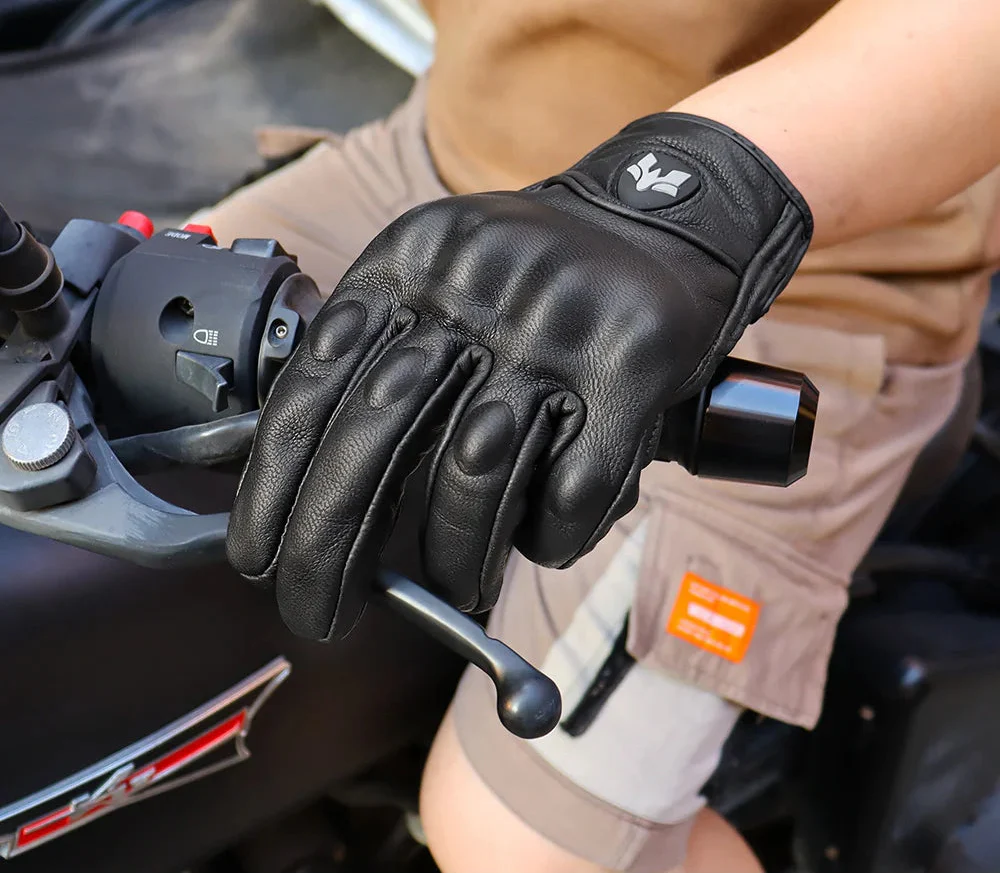 Virexon Leder Motorradhandschuhe mit Touchfunktion und Knöchelschutz - Image 2