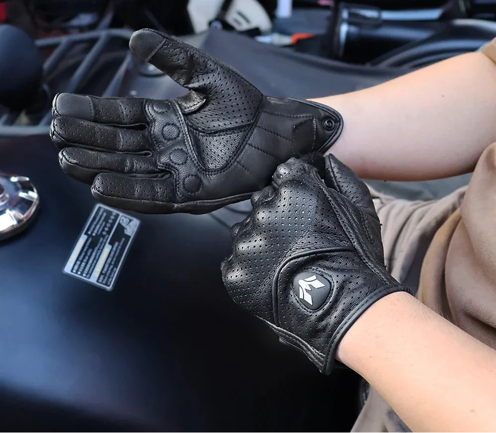 Virexon Leder Motorradhandschuhe mit Touchfunktion und Knöchelschutz - Image 3