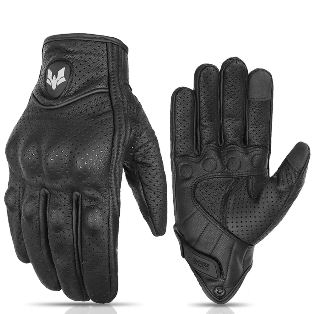 Virexon Leder Motorradhandschuhe mit Touchfunktion und Knöchelschutz - Image 5